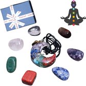 Collier avec pendentif Lune et 7 pierres précieuses Chakra - Set Cadeau Natuursteen & Cristal de Guérison