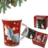 Kerstmok, feestelijke feestmok voor thee koffie warme chocolademelk versierd met kerstthema 11 oz