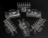 6 haarklemmen strik-vorm 6 cm transparant
