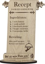 Recept peter - houten wenskaart - kaart om iemand als peetoom te vragen - 17.5 x 25 cm
