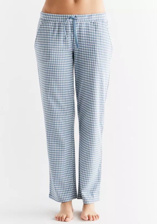 Pantalon de pyjama Jacquard en 100% coton biologique doux. Taille L. Un coloris bleu denim.