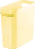Afvalbak met handgrepen – moderne capaciteit van 5,6 liter – kunststof prullenbak voor keuken, badkamer en kantoor – lichtgeel