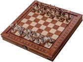 Échiquier en bois fait main avec système de rangement - Pièces d'échecs en métal - Édition de Luxe - Jeu d'échecs - Jeu d'échecs - Echecs - Chess - 27 x 27 cm