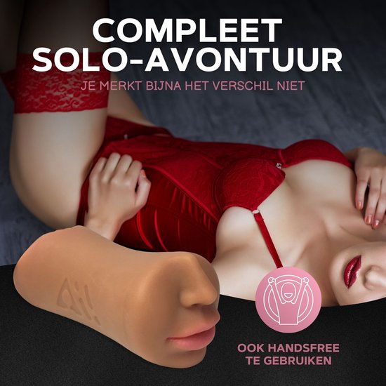 Aii Katana 3D Realistisch Masturbator + Gratis cleaning Bulb en Opbergtas - Masturbator voor man - Pocket Pussy - 3 in 1 Vagina, Anus en Mond - Sex toys voor mannen - Licht Getint - Aii