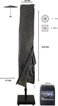 Basic Parasolhoes stokparasol - BOVENIN SMAL 30cm onderin BREED 57cm - PARASOL met stok en rits 230 cm lang- Grijze Parasolhoes- Maximale diameter van 4 meter van de Parasol