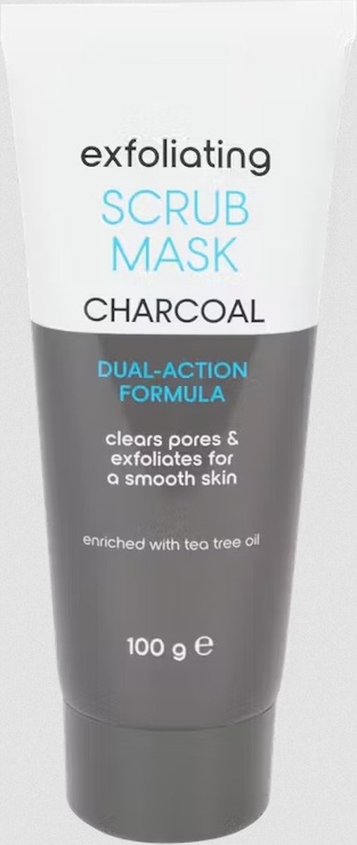 Exfoliërend gezichtsmasker houtskool 100 gram - Exfoliating Scrub Mask Charcoal with tea tree oil