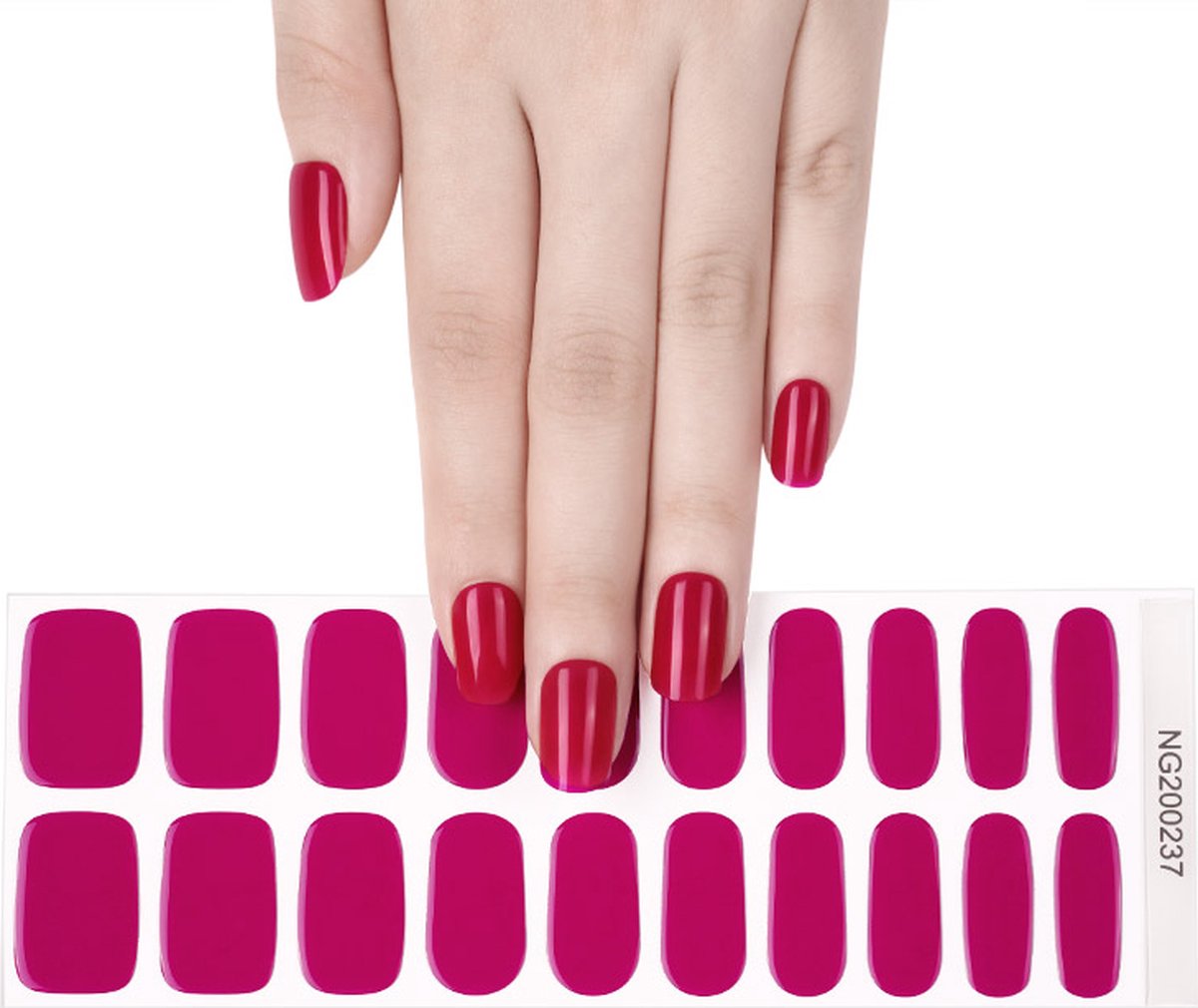 Goedkoopste Gel Nail Wraps – Gel Nagel Wraps – Gel Nail Stickers – Gel Nagel Folie - UV lamp – Dark Pink
