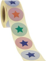 Cadeau stickers - 500 stuks - 500x sticker 'Star' assorti 40mm - 40 mm - Stickers volwassenen - Sluitstickers - Sluitzegel - Ronde stickers op rol