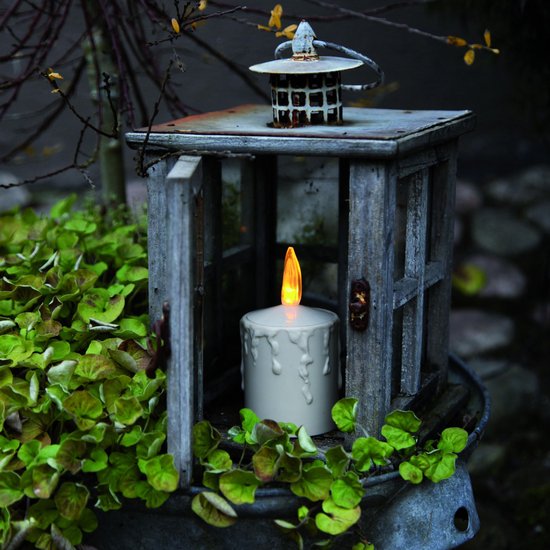 Star Trading Bougie LED Paula pour l'extérieur de Star Trading, bougie blanc chaud avec minuterie, décoration de Noël à piles en plastique beige, hauteur : 11,5 cm