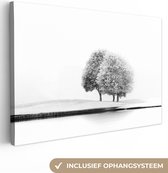 Peinture sur toile - Photo sur toile - Neige - Wit - Arbres - Canvasdoek - 60x40 cm - Décoration de chambre - Peintures sur toile