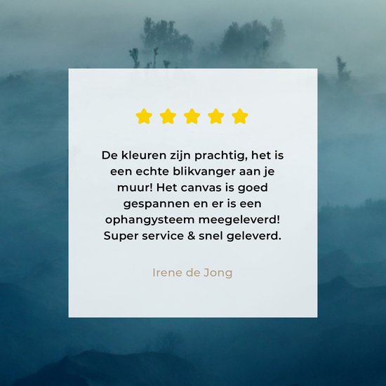 Peinture sur toile - Brume - Arbres - Berg - Blauw - Canvasdoek - Photo sur toile - 30x20 cm - Peintures sur toile