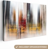 Canvas - Stad - Auto's - Gebouw - Schilderij - 60x40 cm - Foto op canvas - Canvas doek