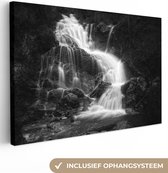 Canvas schilderij - Waterval - Stenen - Natuur - Foto op canvas - Canvasdoek - 150x100 cm - Schilderijen op canvas