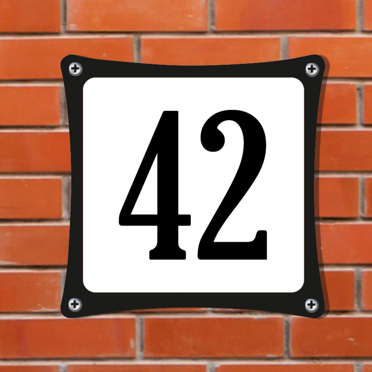 Decoporta Huisnummerbord Emaille-Look - Nummer 42 - Standaard - 10 x 10 cm | incl. schroeven
