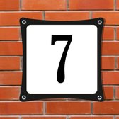 Decoporta Huisnummerbord Emaille-Look - Nummer 7 - Standaard - 10 x 10 cm | incl. schroeven