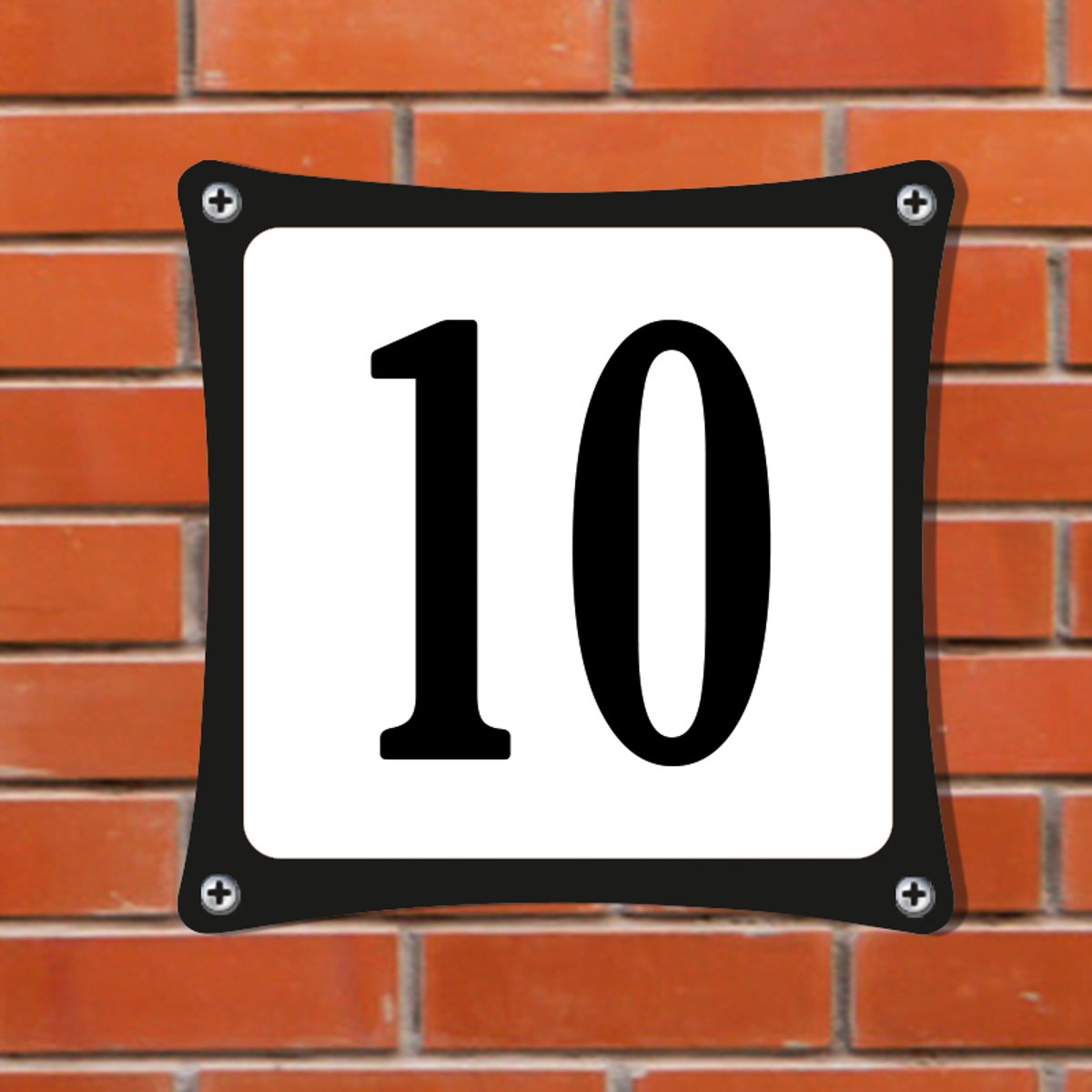 Decoporta Huisnummerbord Emaille-Look - Nummer 10 - Standaard - 10 x 10 cm | incl. schroeven