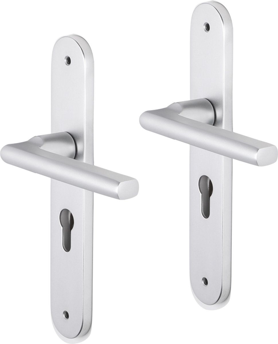 Impresso Leeds Deurklink â€“ Deurbeslag â€“ Ovaal â€“ Deurschild met Schroeven en Sleutelgat â€“ Aluminium