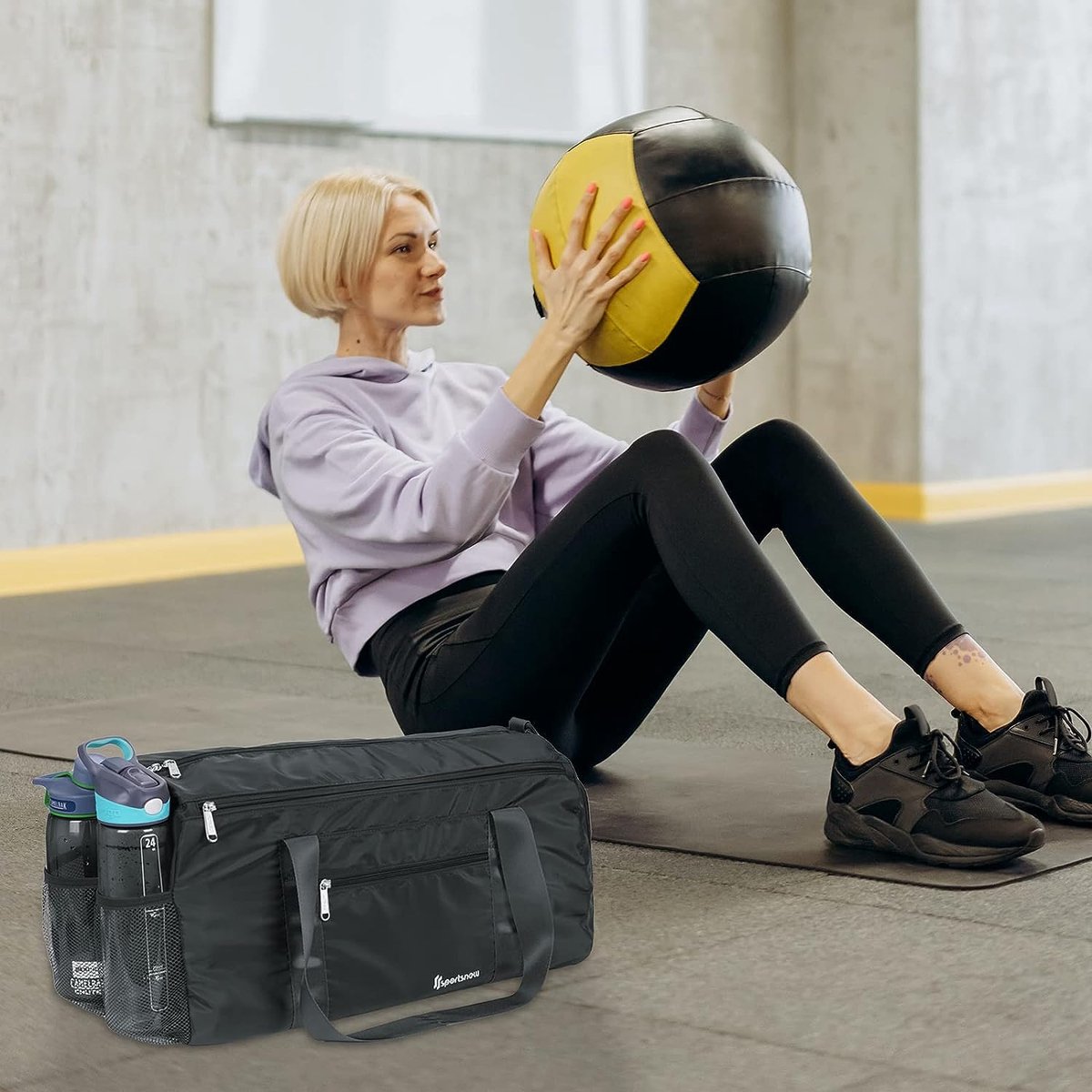 Sac De Sport 35L Avec Compartiment Chaussures Et Poche Humide – Nylon/polyester Imperméable, Bandoulière Amovible, Noir