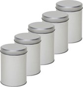 5x Boîte de rangement ronde argentée / Boîte de rangement 13 cm - Dosettes / tasses à café argentées Boîte de rangement - Boîtes de rangement