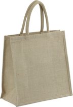 1x Jute boodschappentassen/strandtassen 35 x 34 cm naturel - Draagtassen met hengsels - Eco - Milieubewust - Trendy tas