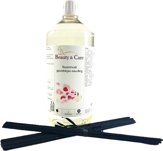 Beauty & Care - Rozenmusk geurstokjes - 1 L met 30 stokjes. new