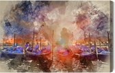 Schilderijkoning - Canvas Schilderij Zonsondergang In Venetië - 120 x 80 cm