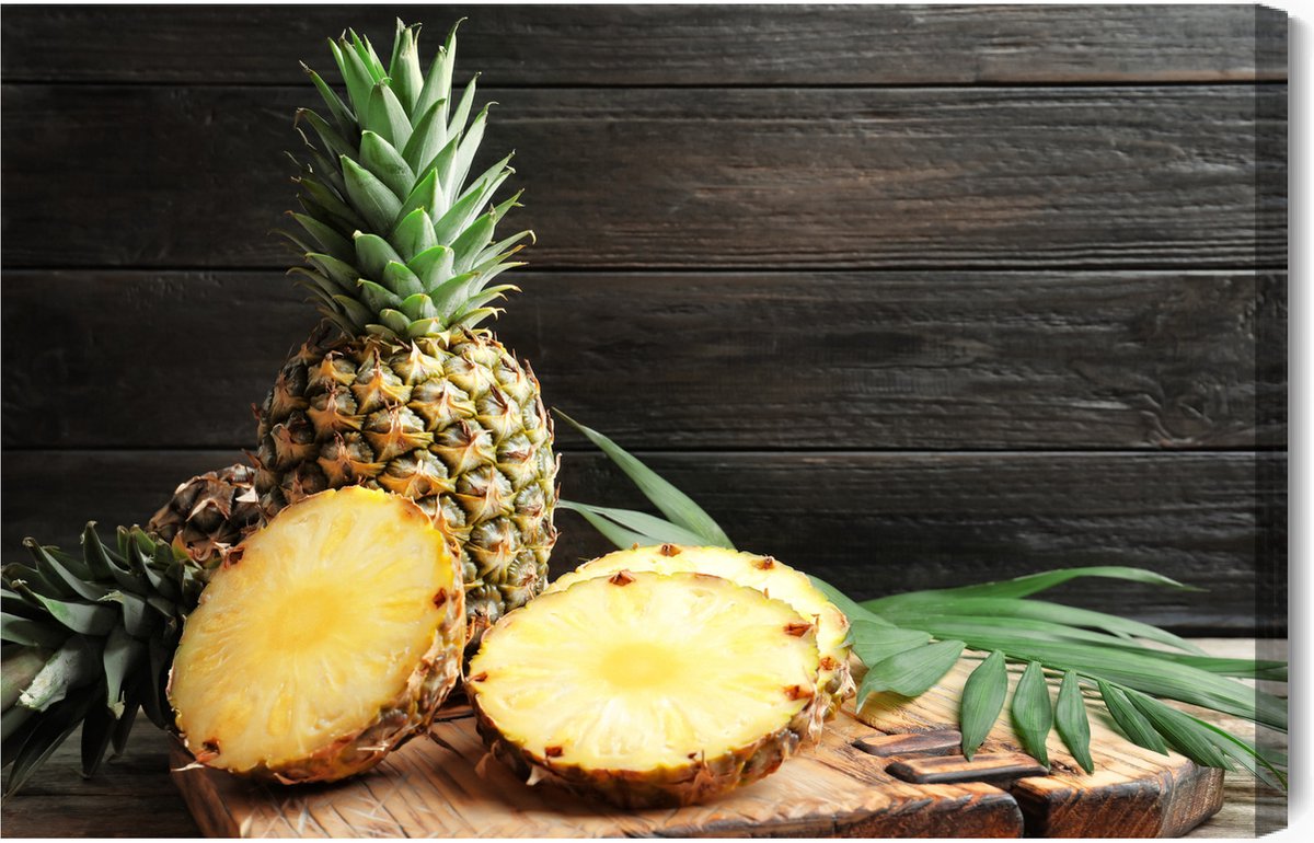 Schilderijkoning - Canvas Schilderij Gesneden Ananas - 40 x 30 cm