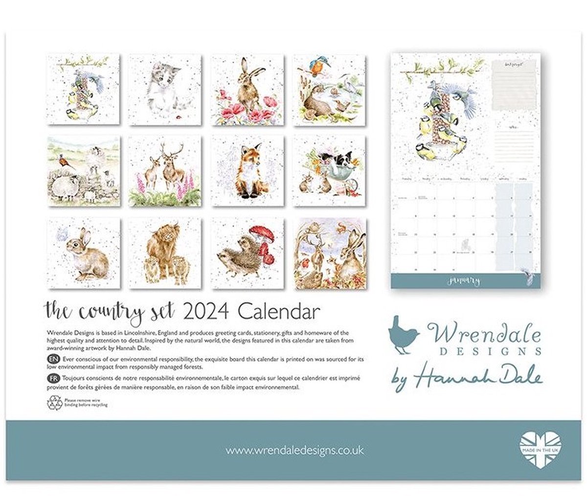 Wrendale Muurkalender 2024 Country Animal Landscape Calendar 2024