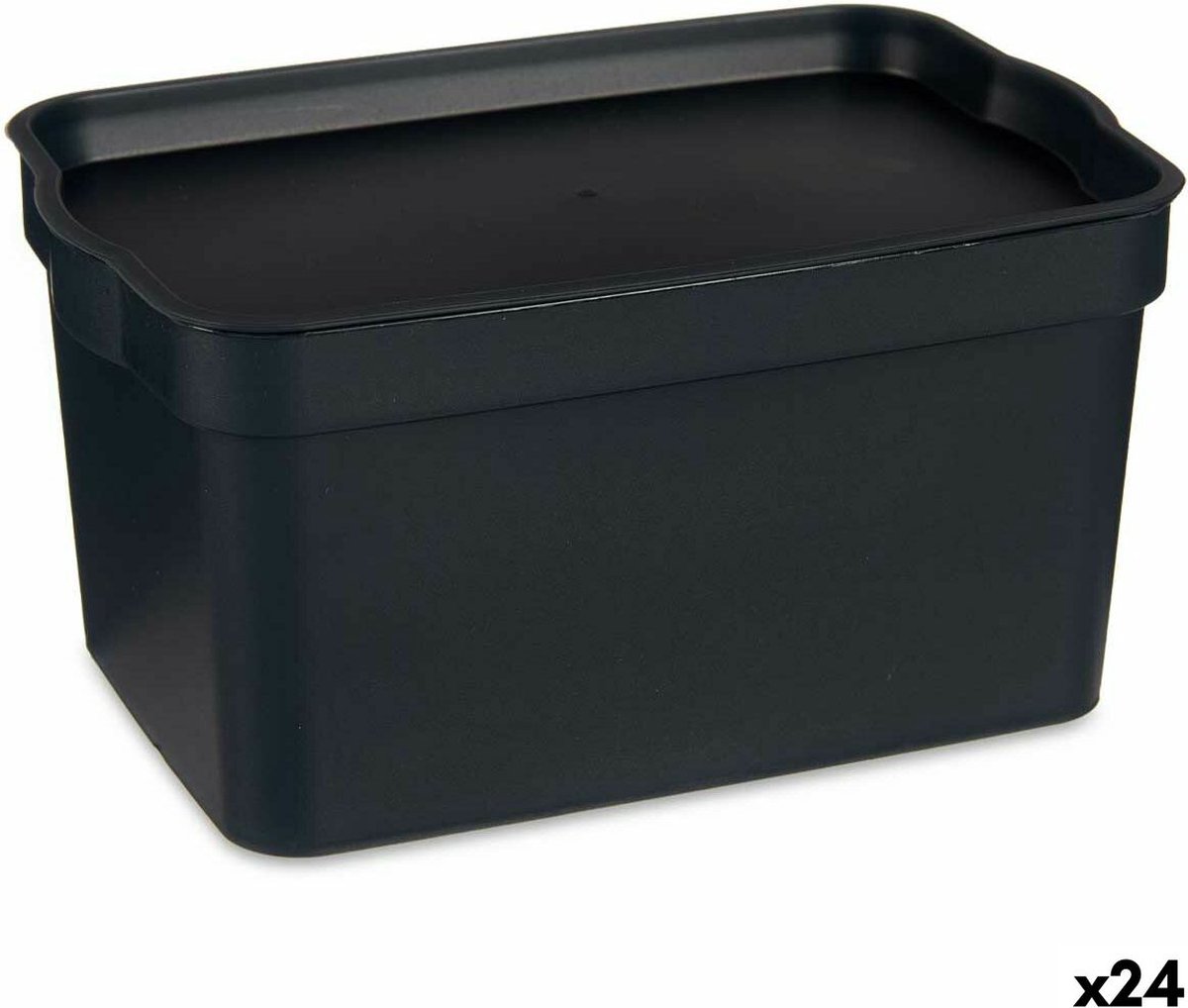 Goedkoopste Opbergbak met Deksel Antraciet Plastic 2,3 L 13,5 x 11 x 20 cm (24 Stuks