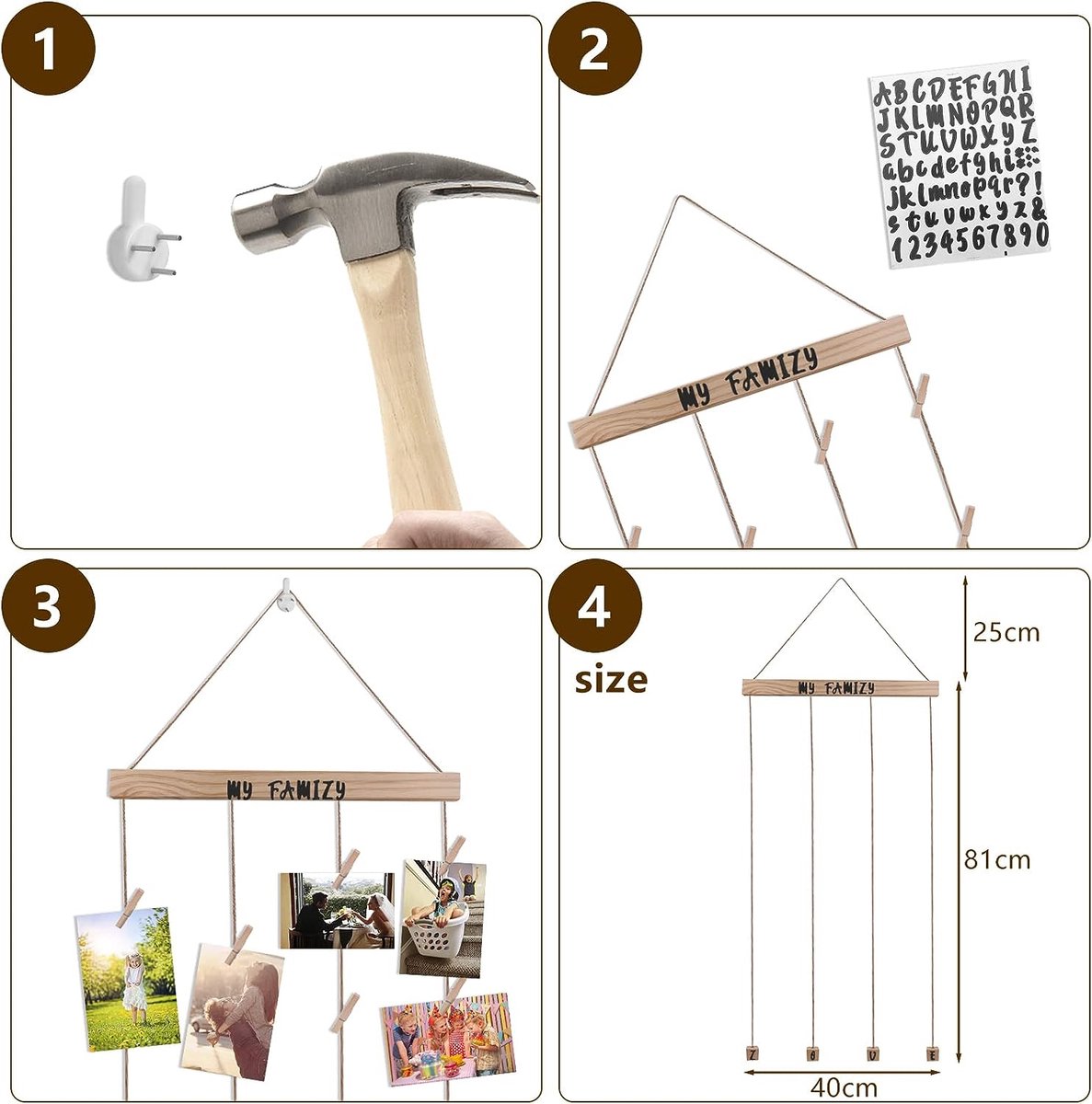 Foto's Met Klemmen - Fotokabel Met 18 Klemmen - Fotohangers Om Aan De Muur Te Hangen Foto Display Voor Verjaardag En Bruiloftsdecoratie Voor Het Ophangen Van Ansichtkaarten En Foto S