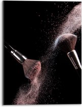 Acrylglas - Kwasten - Makeup - Poeder - Verspreid - 30x40 cm Foto op Acrylglas (Wanddecoratie op Acrylaat)
