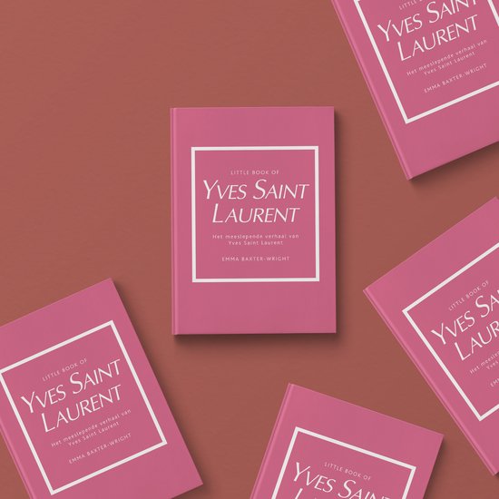 Lay-out met meerdere exemplaren van het boek 'Little Book of Yves Saint Laurent'.