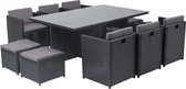 Concept-U - Tafel en stoelen gebouwd -in zwart/grijze hars gebouwd -in MIAMI