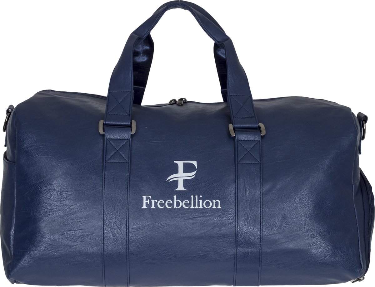 Freebellion Sporttas - Reistas - Weekendtas - Duffel bag - 40 Liter - Pu leer - Donker blauw - Waterafstotend