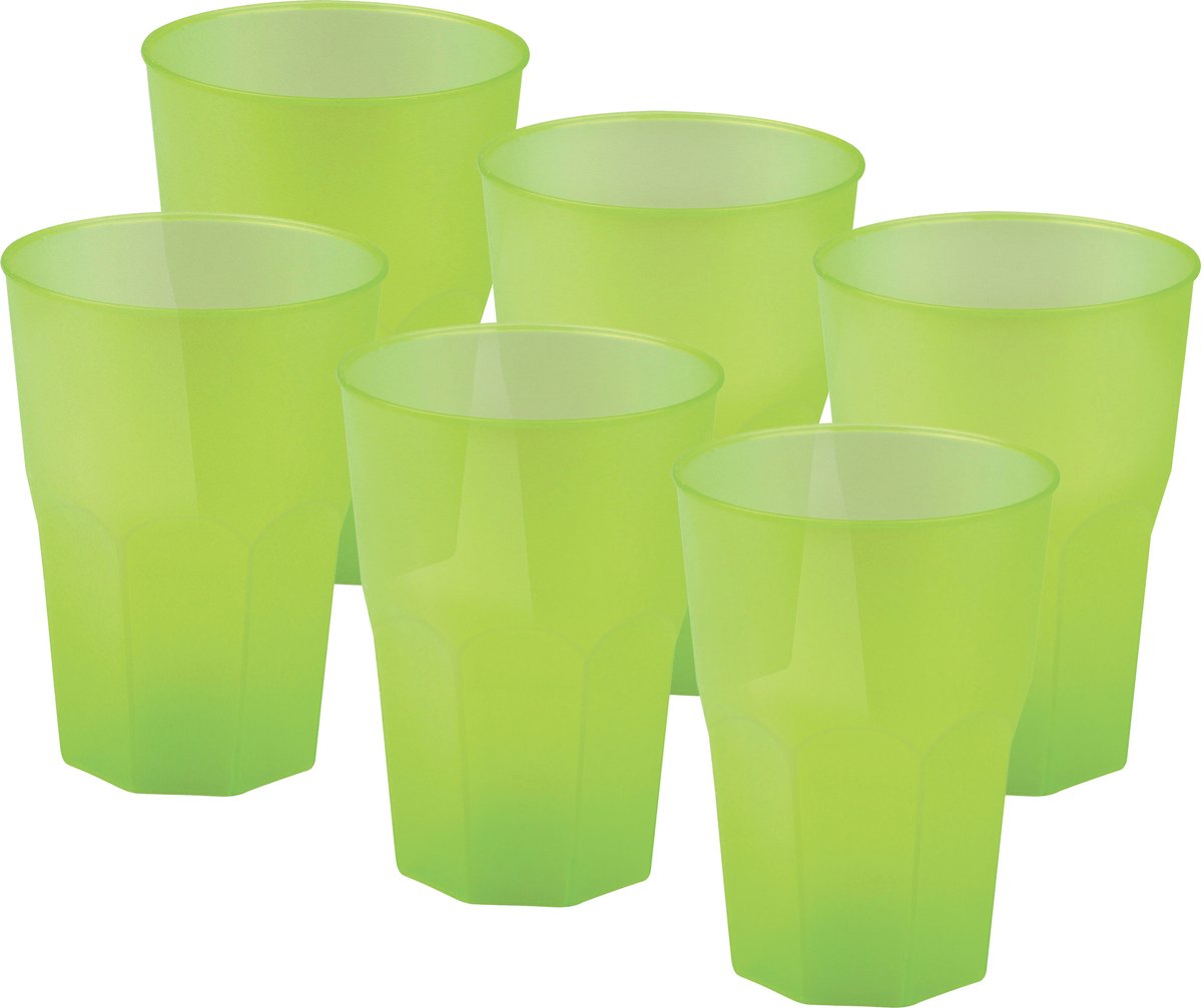 Santex drinkglazen frosted - groen - 36x - 300 ml - onbreekbaar kunststof - Cocktailglazen