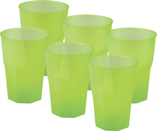 Santex drinkglazen frosted - groen - 36x - 420 ml - onbreekbaar kunststof - Cocktailglazen