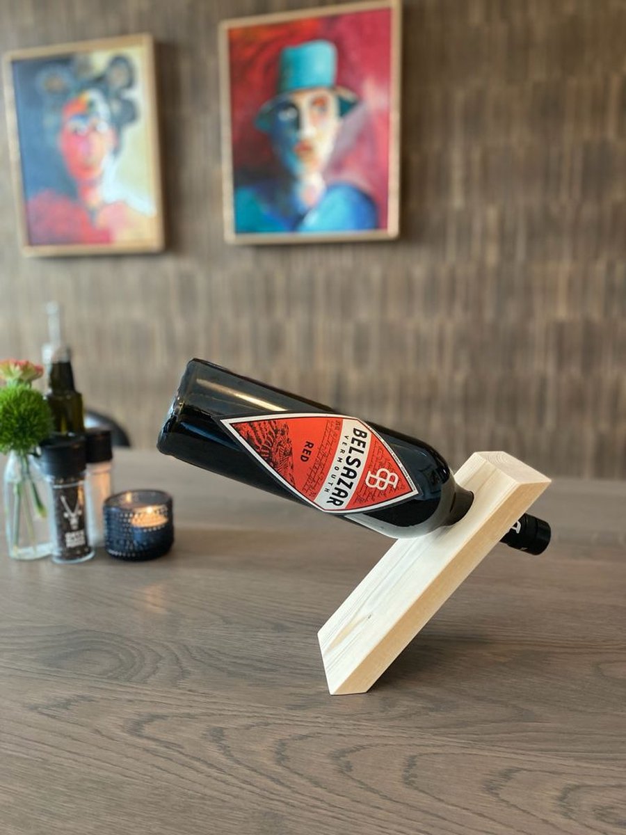 wijnfles houder- interieur artikel-wijn-houder-plank — cadeau in Kookcadeaus - foto 3