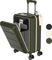 ONYX® Valise Bagage à Bagage à main 35 L - Roues Spinner - Trolley Léger - Double Serrure TSA - Poche Avant Pratique - 55 cm - Olive