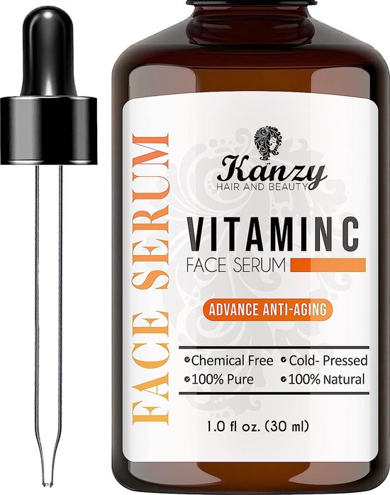 KANZY Vitamin C Face Serum With 20 Hyaluronic Acid For Scars, Anti