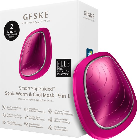 Foto: Geske smartappguided sonic warm cool mask 9 in 1 beauty led gezichtsmasker volledig led spectrum en roodlichttherapie warmte koeling verhoogde inname van gezichtsverzorging