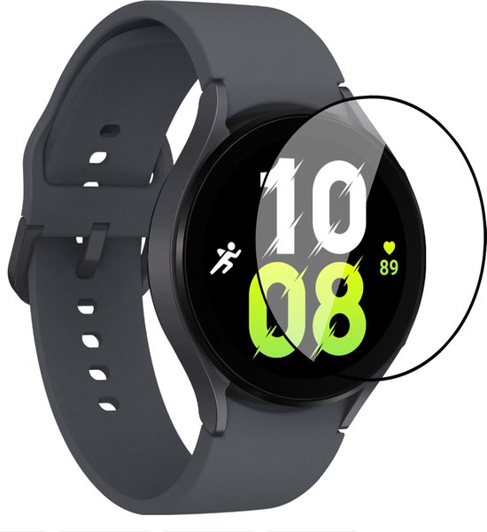 Samsung Watch 6 40mm gris foncé avec protecteur d'écran. L'écran affiche "10 08".