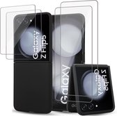 2x Screenprotector + Hoesje geschikt voor Samsung Galaxy Z Flip 5 - Beschermglas Folie – Shock Proof Cover Zwart
