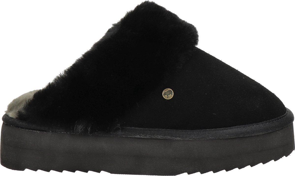 Warmbat Pantoffels Flurry Plateau FLS371009 Zwart