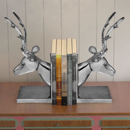 Ensemble serre-livres The Living Store - Têtes de cerf - 15 x 11 x 34 cm - Aluminium