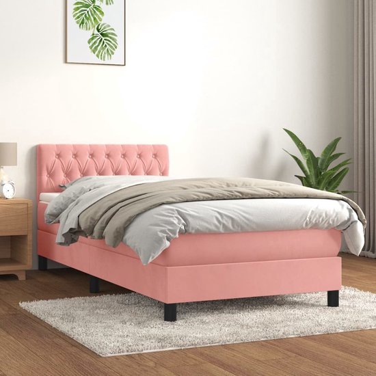 The Living Store Boxspringbed - Comfort - Bed - 203 x 100 x 78/88 cm - Zacht fluweel