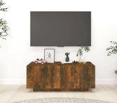 The Living Store Tv-meubel - Praktisch bewerkt hout - Gerookt eiken - 100 x 35 x 40 cm - Trendy design