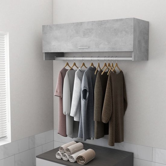 The Living Store Garderobe Betongrijs 100x32.5x35cm - Functionele opbergoplossing voor badkamer - keuken of wasruimte