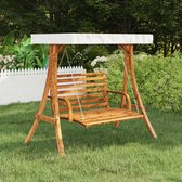 The Living Store Balançoire avec toit couleur crème en bois courbé finition teck - Rocking chair