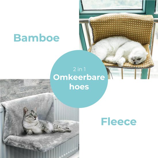 Kattenhangmat Momo - Radiator - Kattenmand - Grijs - Hangmat kat - Radiatorhangmat - Radiatormand kat