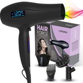 Föhn met Diffuser- Ionische Haardroger Met 4 Unieke Opzetstukken Voor Styling & Krullen 8 Standen - Touchbediening Fohn - Haarfohn krullen - Coolshot - Zwart